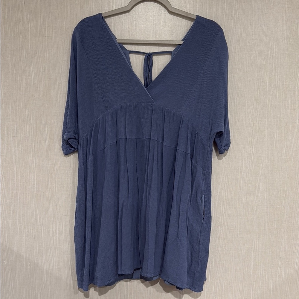 DAVI & DANI Blue Flowy Dress With Tassle Ties